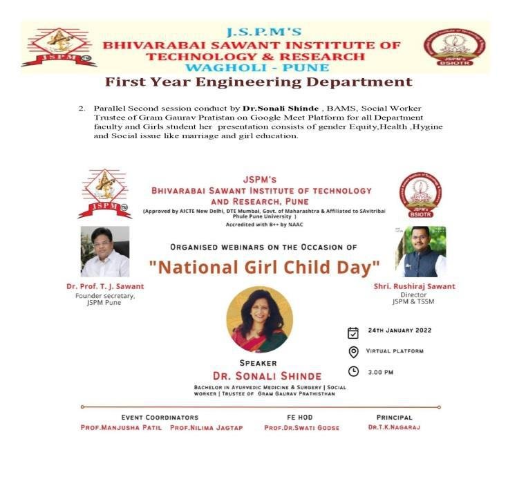 Webinar on National Girl Child Day -24 Jan