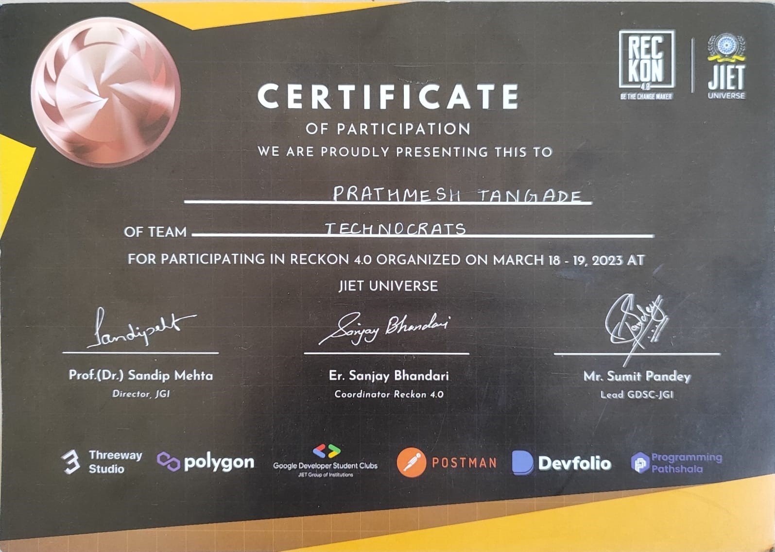 Hackathon Reckon 4.0-JIET Universe